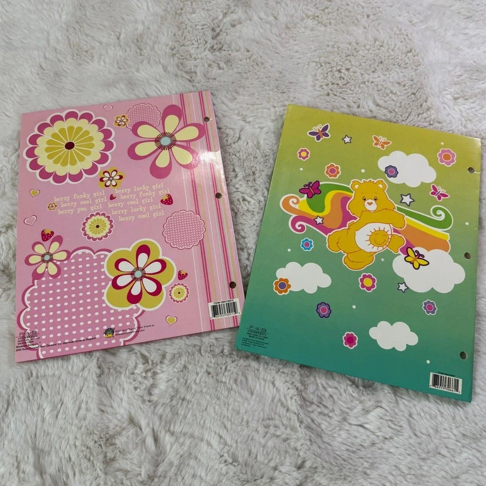 Starpoint Strawberry Shortcake Care Bears Folders 2005 Pink Green Y2K Stationery